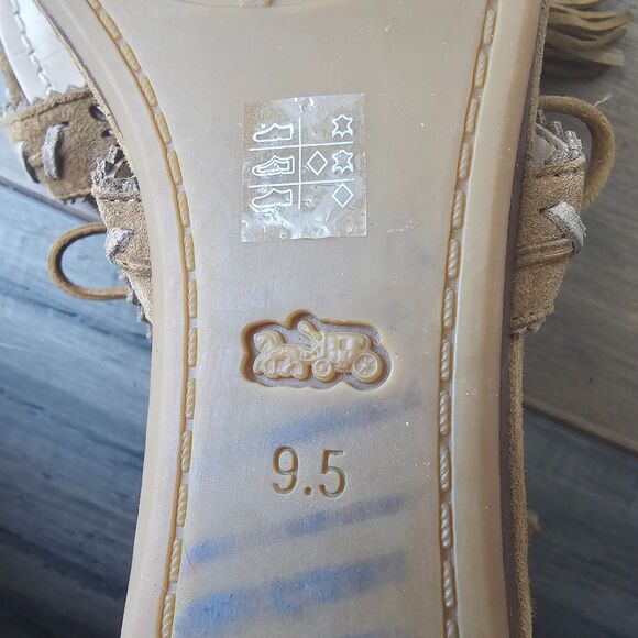 Coach Via Demi Wedge Sandals US 9.5B Brown Suede Lace-Up Gladiator Tassel - Picture 6 of 9